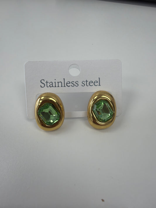 Green Gemstone Stud Earrings