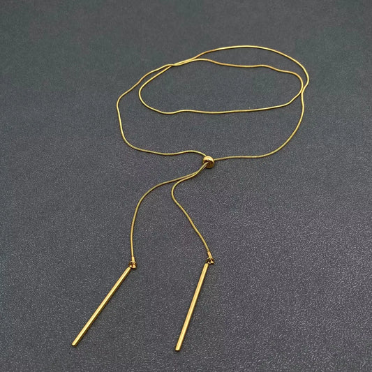 Minimalist 18k Golden Lariat Necklace