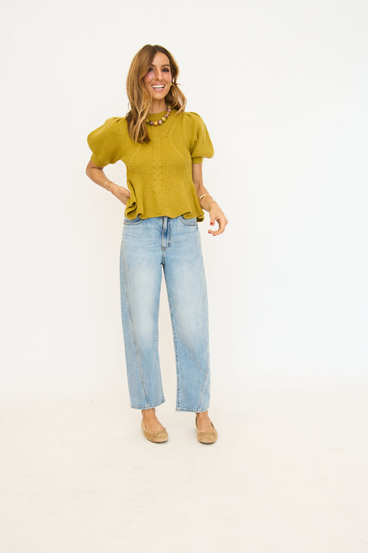 Chartreuse Peplum Sweater