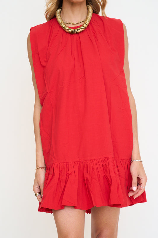Sleeveless Ruffle Hem Drop Waist Mini Dress