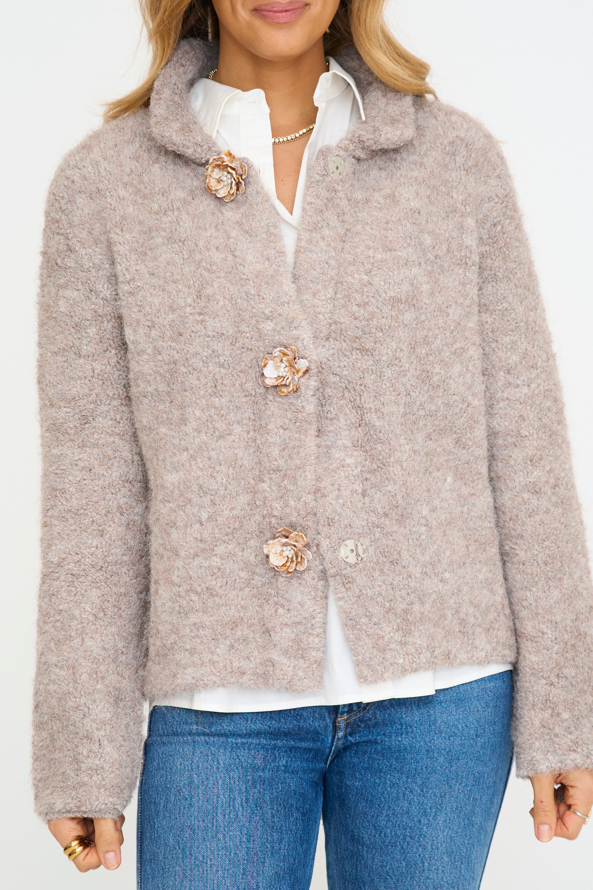 Ari Flower Button Chunky Cardigan