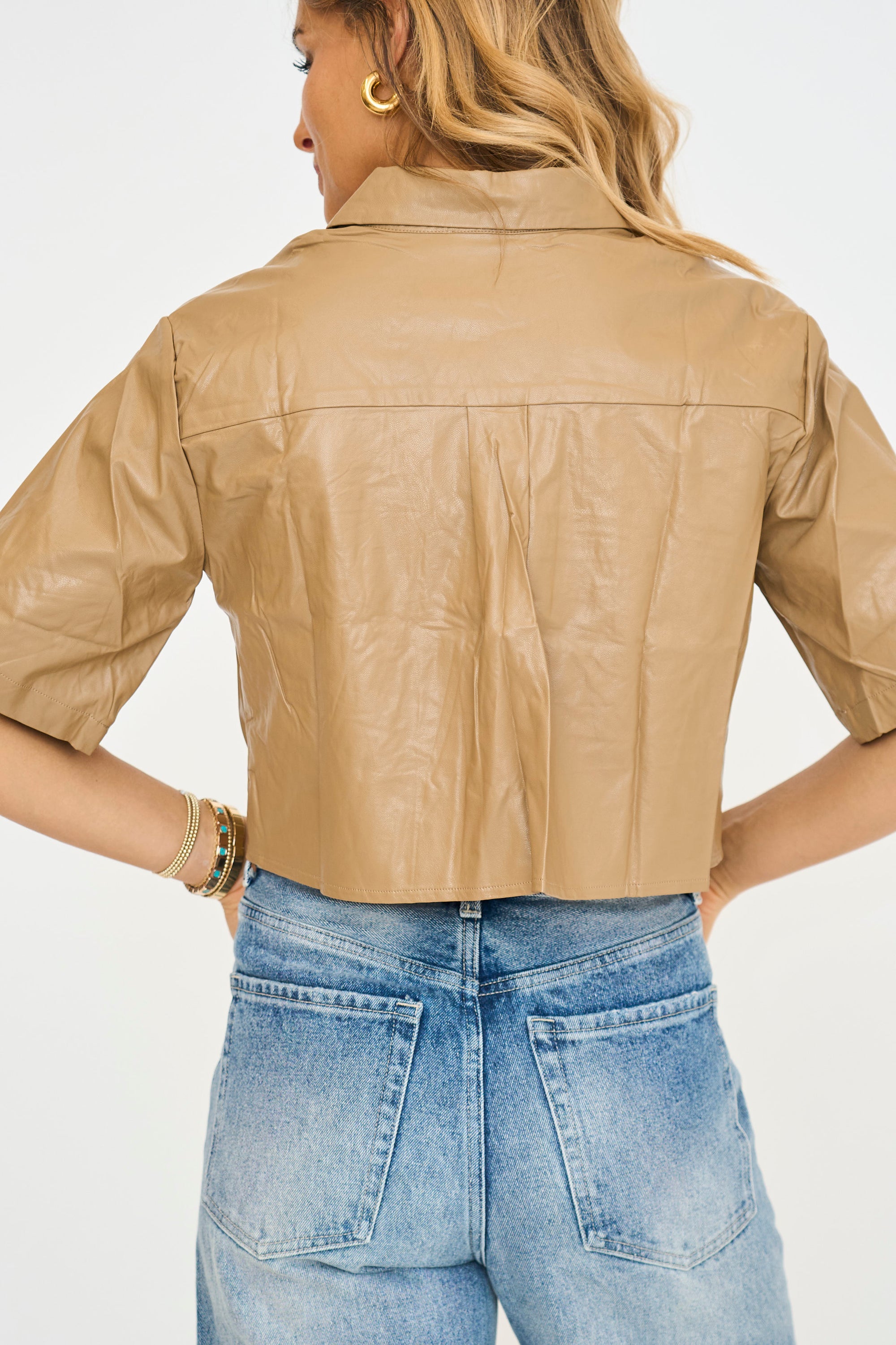 Faux Leather Camp Shirt