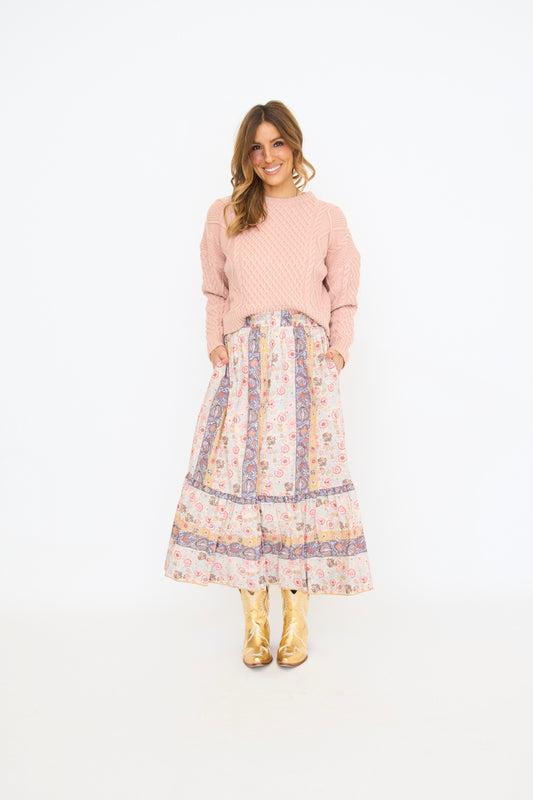 Young Paisley Midi Skirt