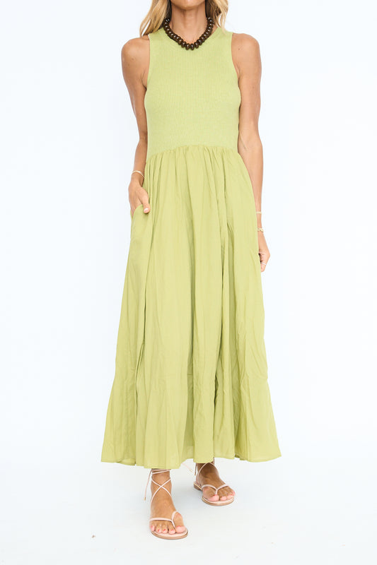 Mixed Panel Sweater Knit Tank Dress