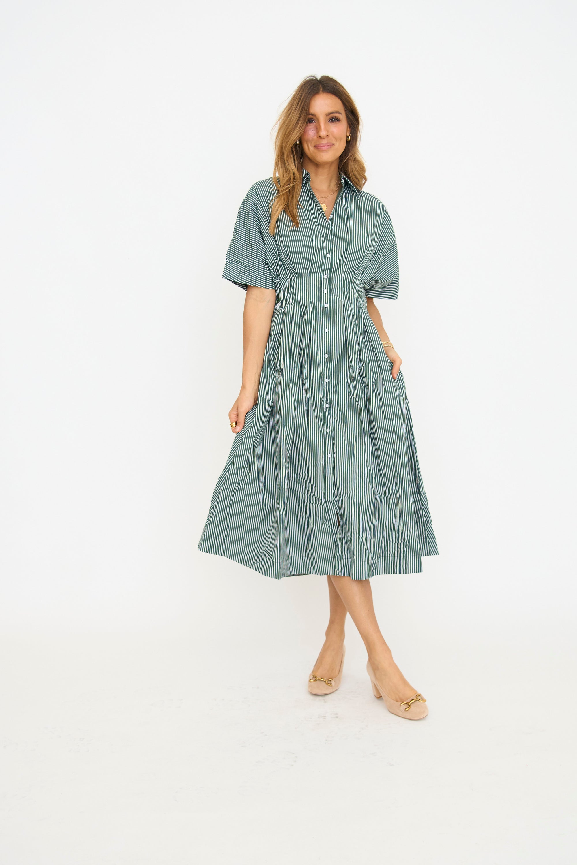 Shelley Stripe Midi Shirt Dress