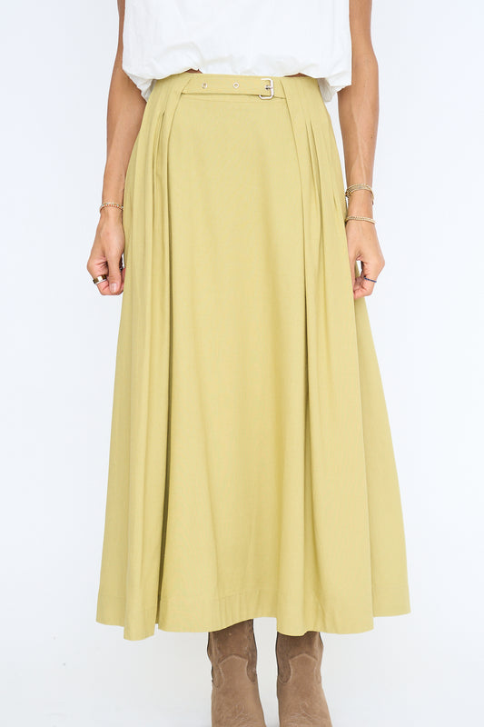 Buckle Detail Midi Skirt