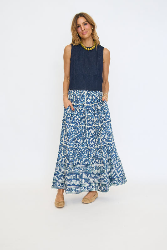 Stretch Denim Sleeveless Top