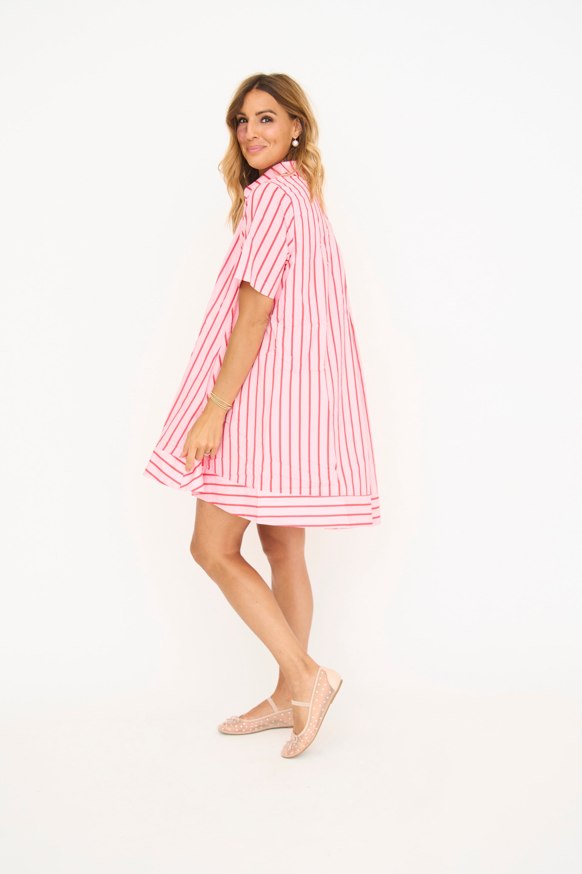 Stripe A-Line Shirt Dress