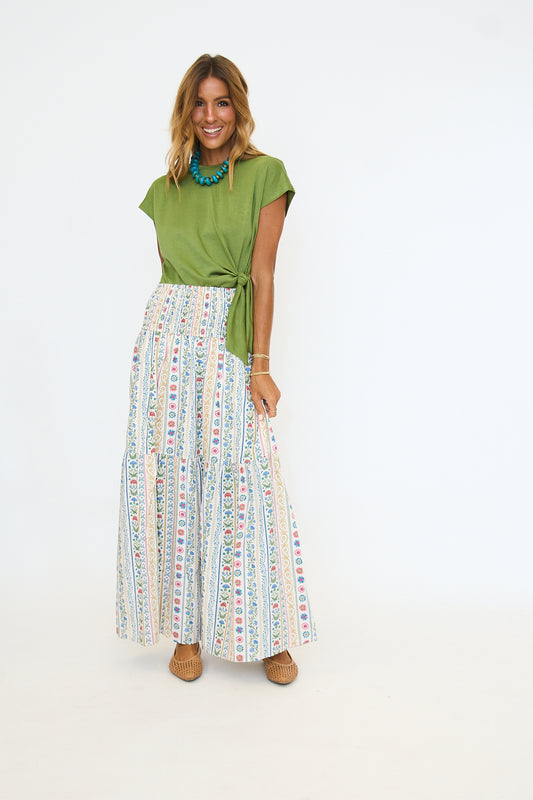 Olive Front Tie Tee