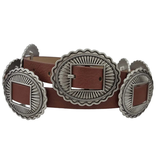 Western Style Belt with Full Conchos