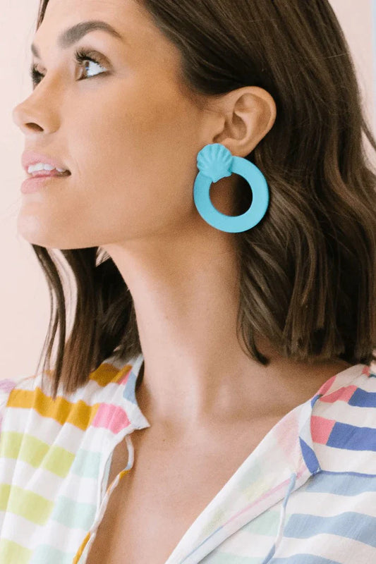 Turquoise Shell Double Circle Earrings