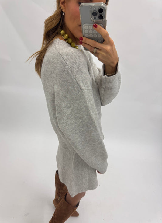 Long Sleeve Sweater Top and Mini Skirt Set