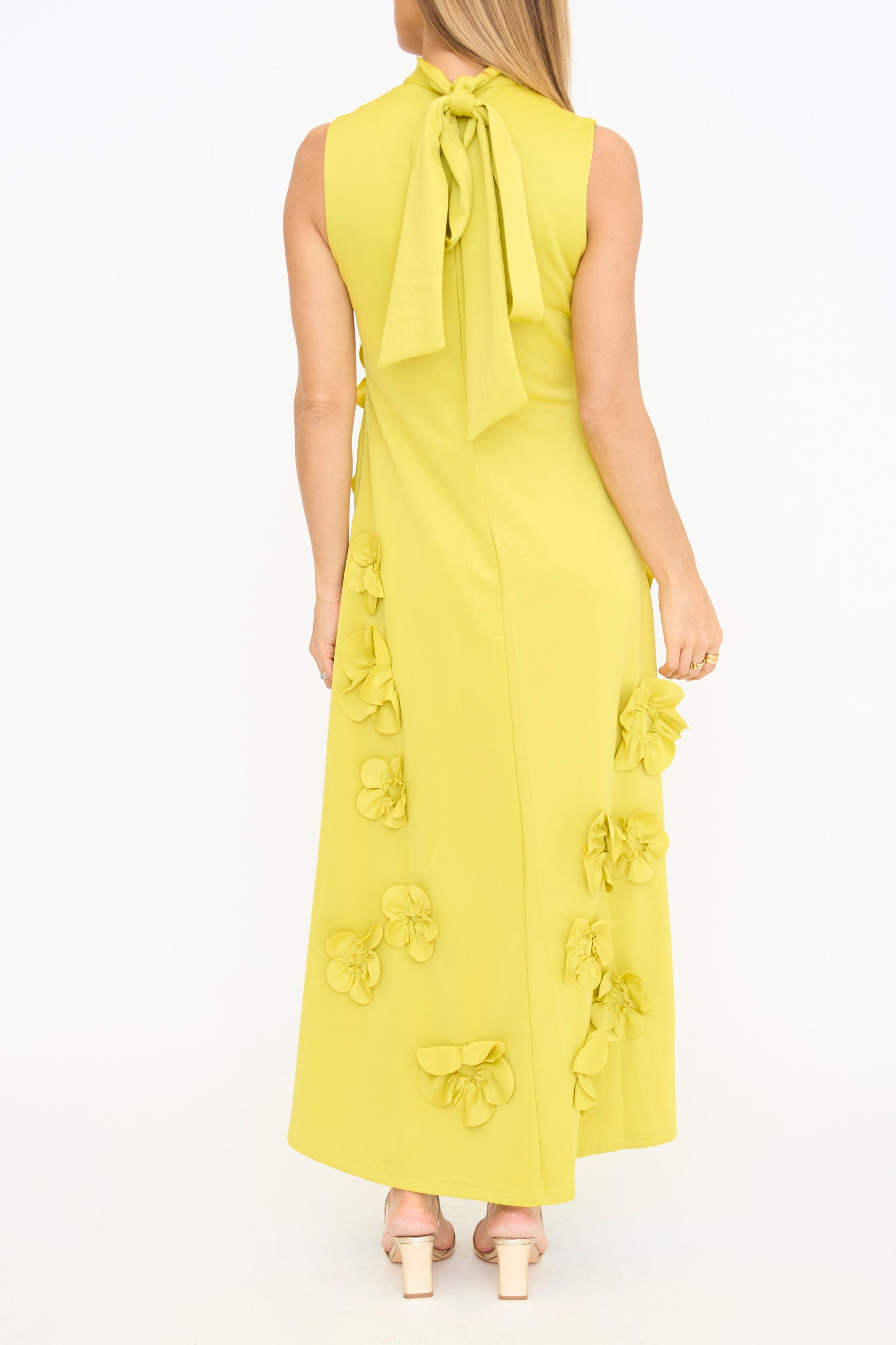 Chartreuse Floral Applique Maxi