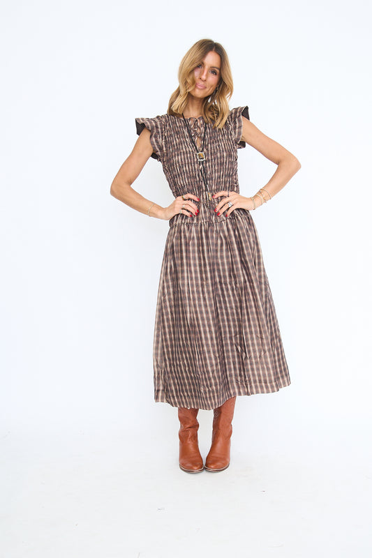 Mariska Plaid Midi Dress