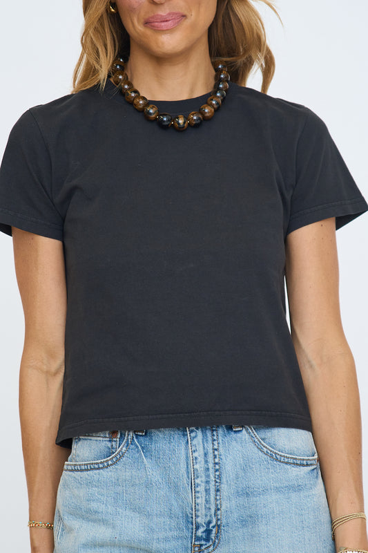 Mineral Washed Cotton Cropped Tee
