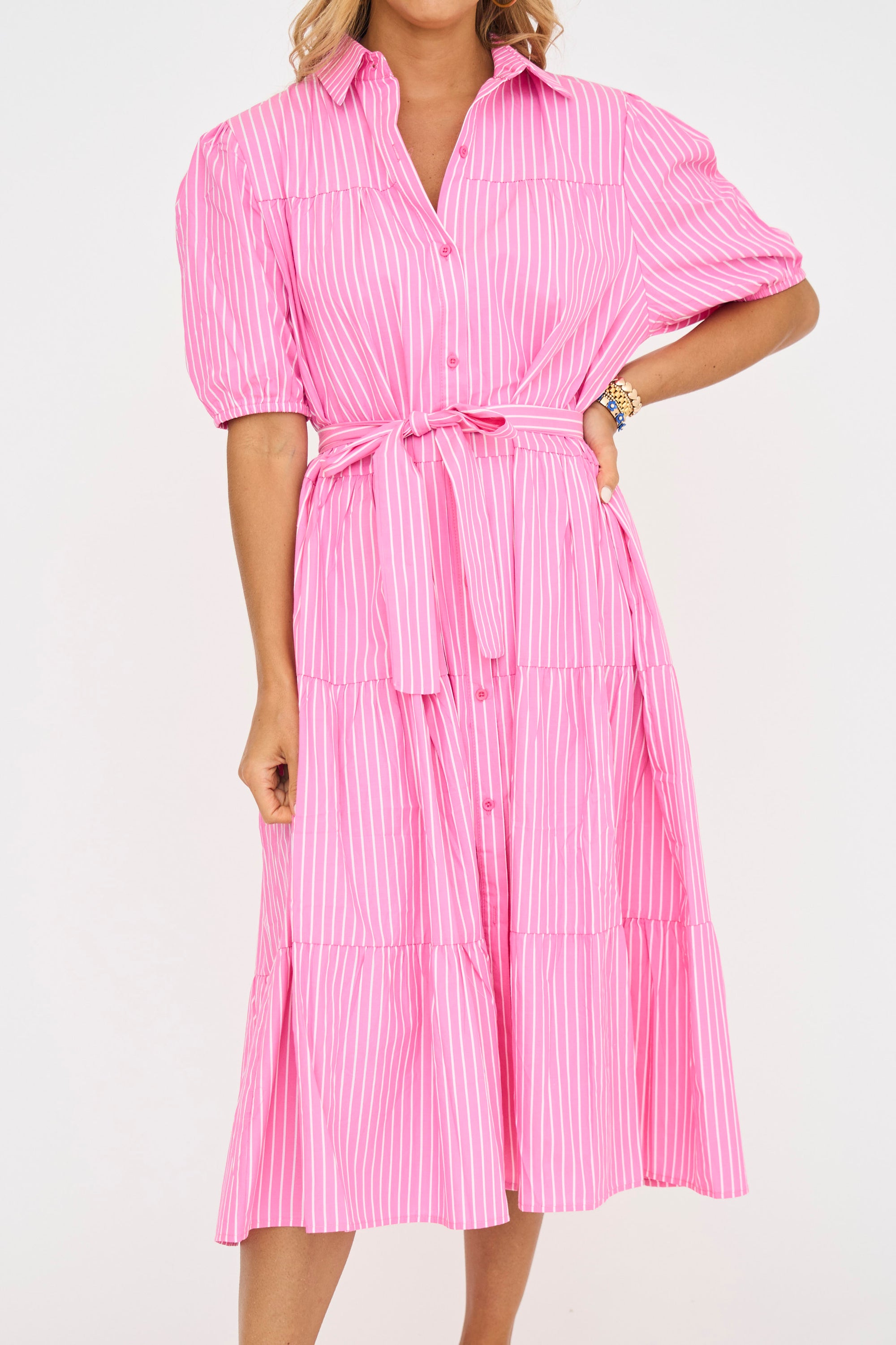 Audrey Pinstripe Shirt Dress