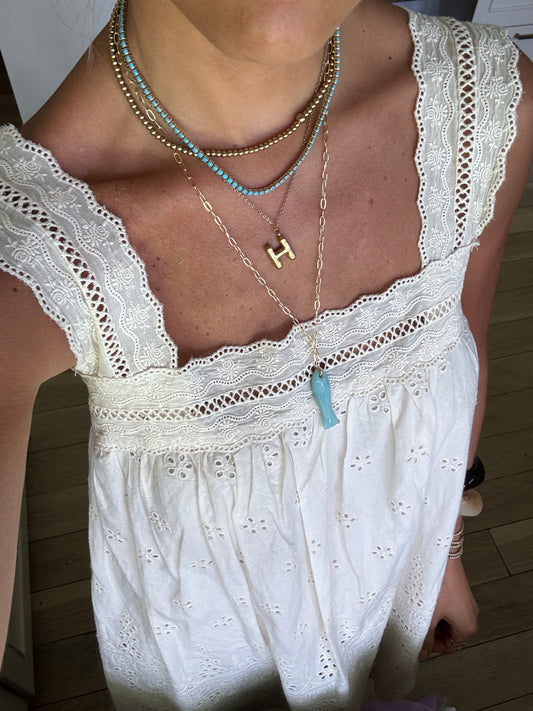 Gemstone Fish Pendant On Paperclip Chain
