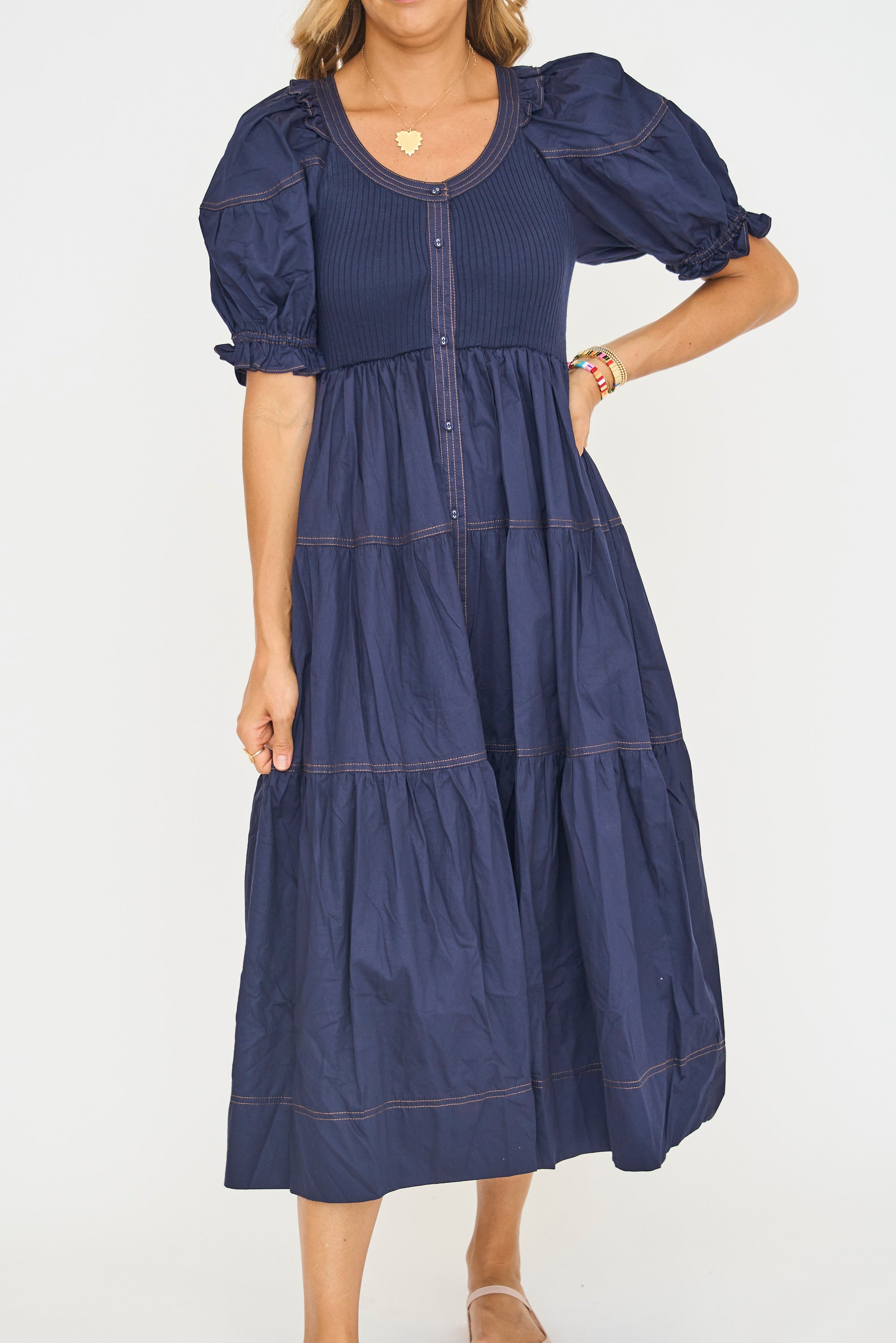 Kora Navy Midi Dress