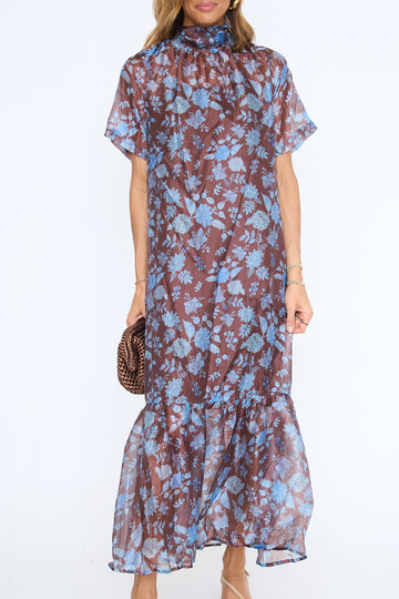 Coco Tie Neck Organza Maxi Dress