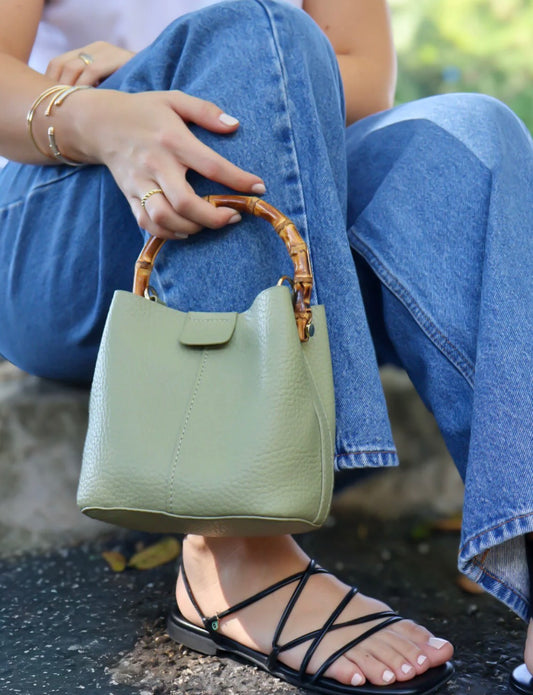Bamboo Top Handle Crossbody Bag