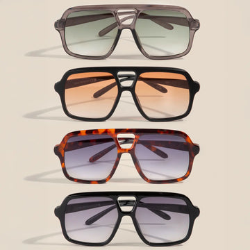 Large Acetate Frame Retro Aviator Sunglasses Set