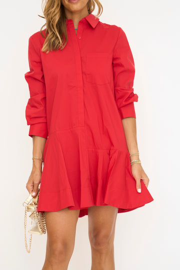 Collar Flare Skirt Dress