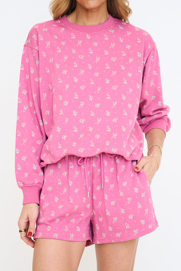 Raspberry Pink Sweatshirt and Shorts Set