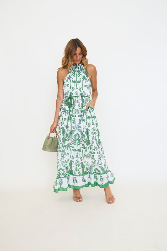 Kimana Floral Kay Halter Neck Maxi Dress