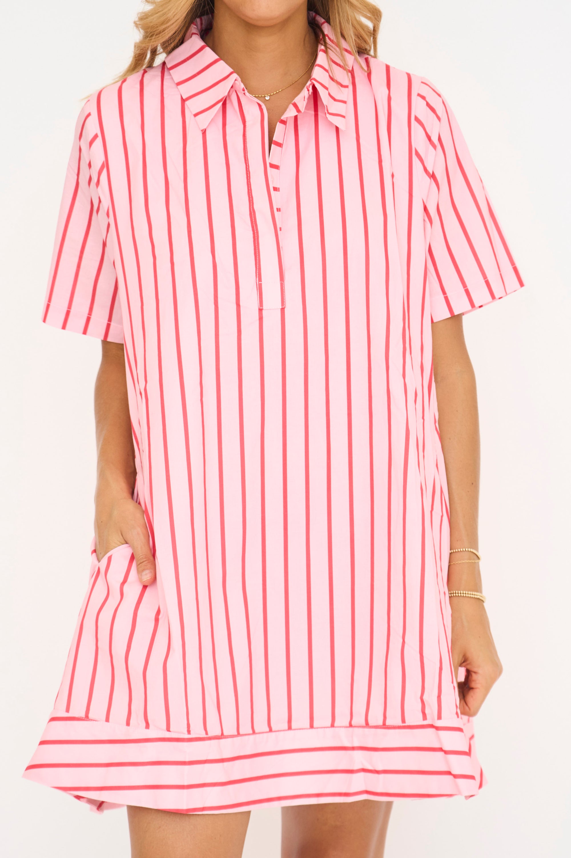 Stripe A-Line Shirt Dress