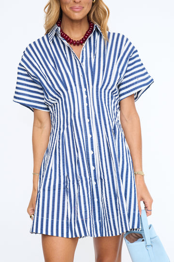Navy Stripe Shirt Dress