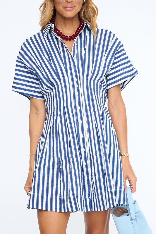 Navy Stripe Shirt Dress