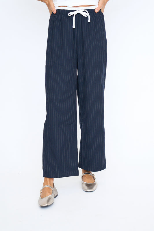 Ari Pinstripe Drawstring Wide Leg Pants