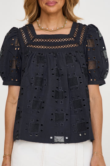 Square Neck Embroidered Top