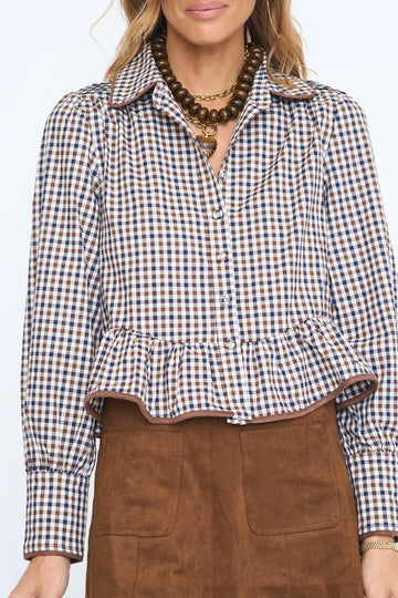 Tinsley Plaid Peplum Top