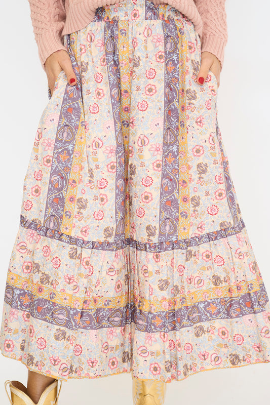 Young Paisley Midi Skirt