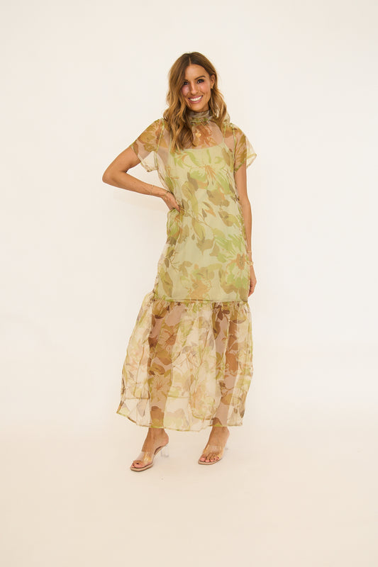 Ellery Floral Dime Organza Maxi Dress
