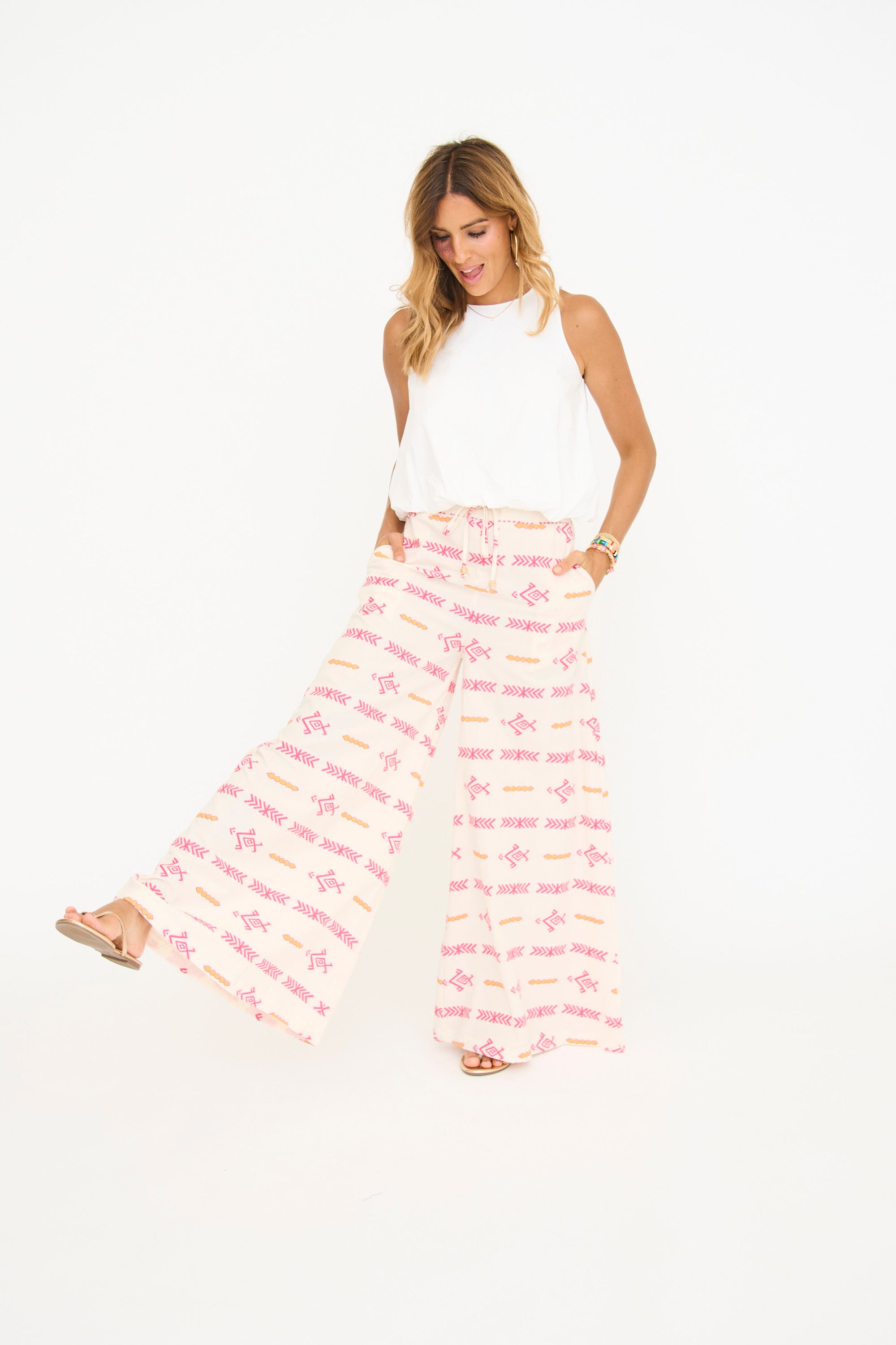 Print High-Waisted Wide Leg Pants