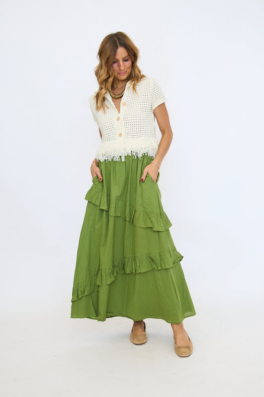 Himan Ruffle Midi Skirt
