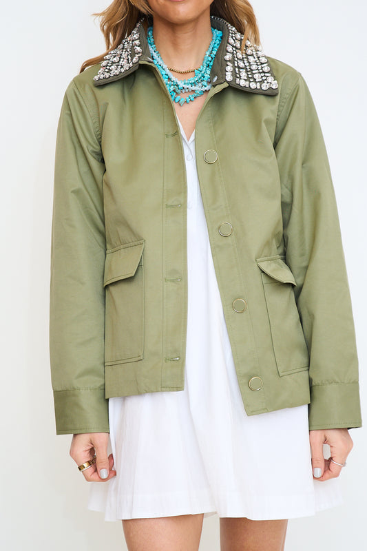 Embellished Collar Utility Jacket