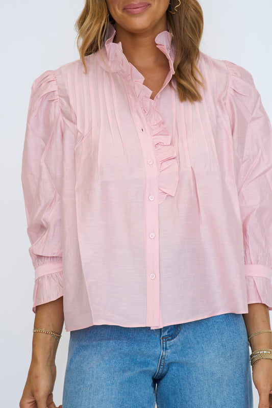 Ruffle Detailed Blouse in Blush