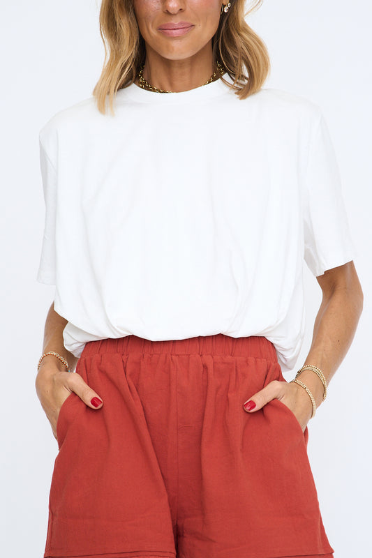Cropped Bubble Hem T-Shirt