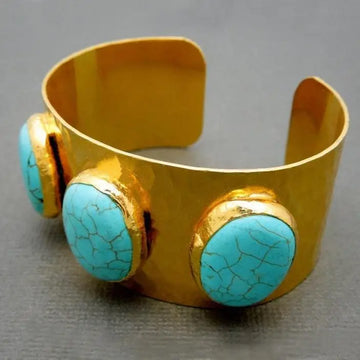 24k Gold Electroplated Turquoise Howlite Crystal Cuff