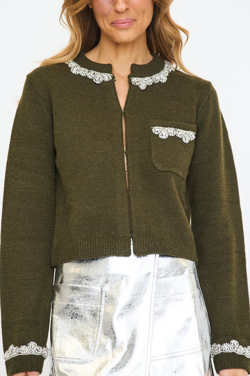 Jewel Cardigan in Olive