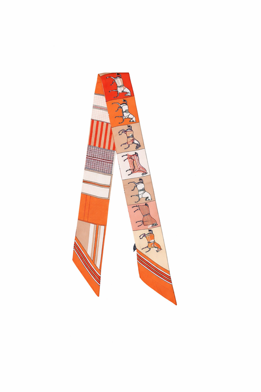 Horse Stripe Print Silky Skinny Scarf