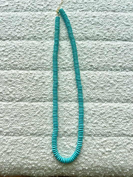 Long Turquoise Disk Necklace