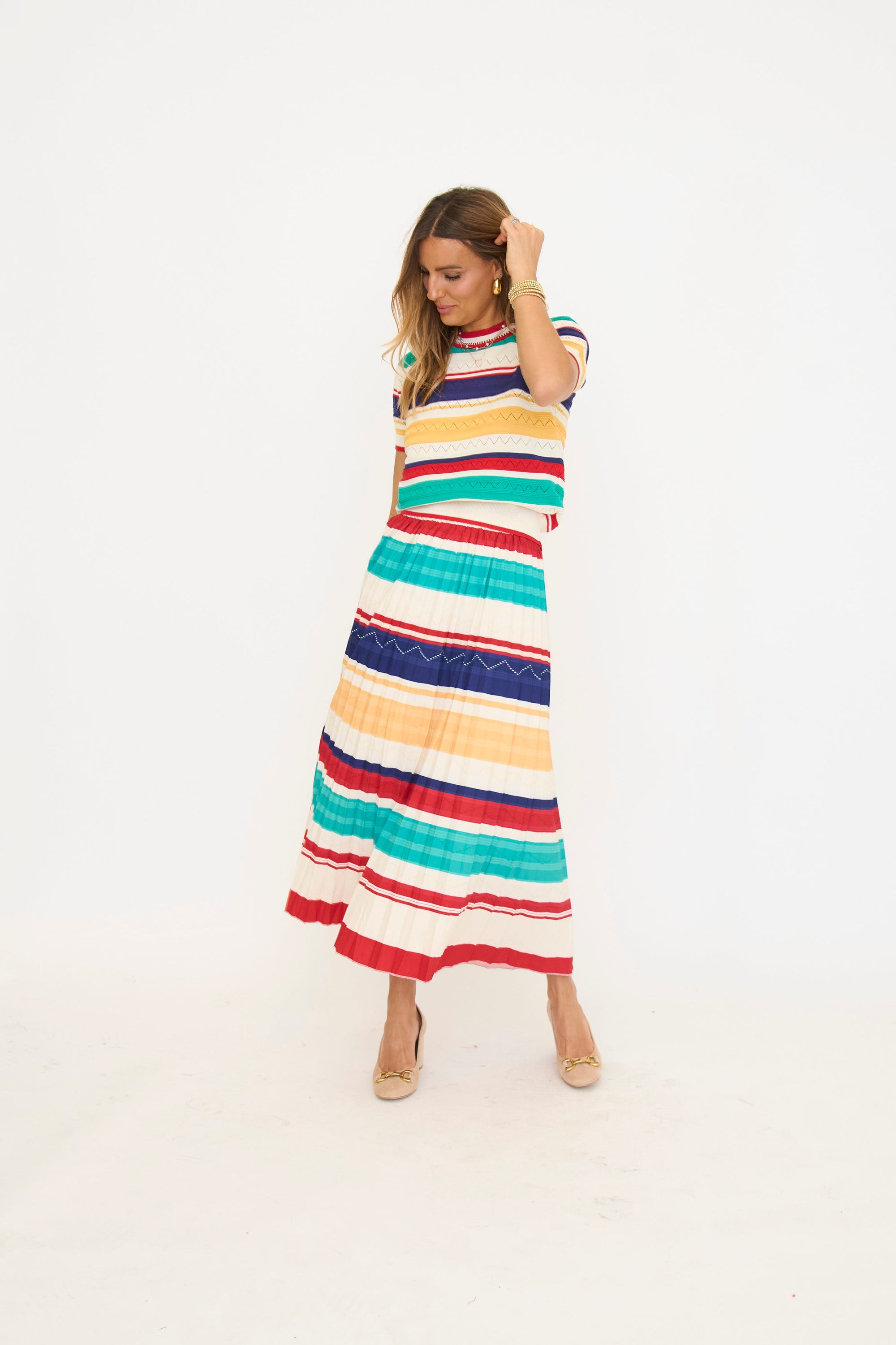 Bold Stripe Skirt Set