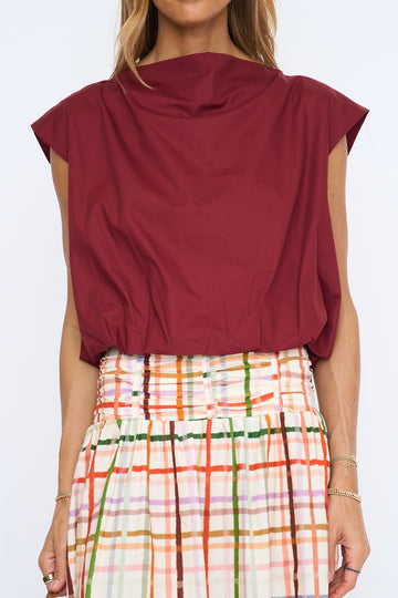 Bubble Hem Cap Sleeve Top
