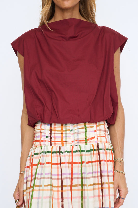 Bubble Hem Cap Sleeve Top