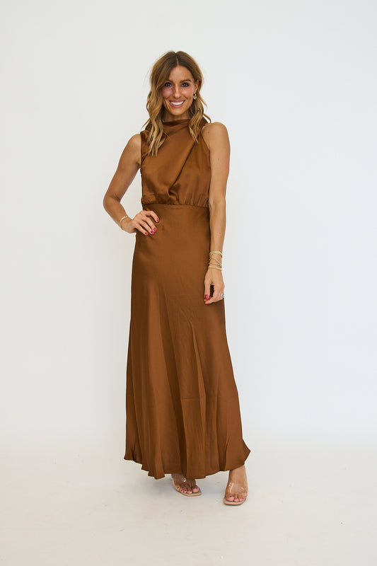 Kate Cowl Drape Asymmetrical Maxi Dress