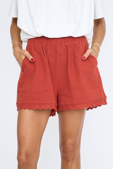 Effortless Feminine Lace Trim Shorts